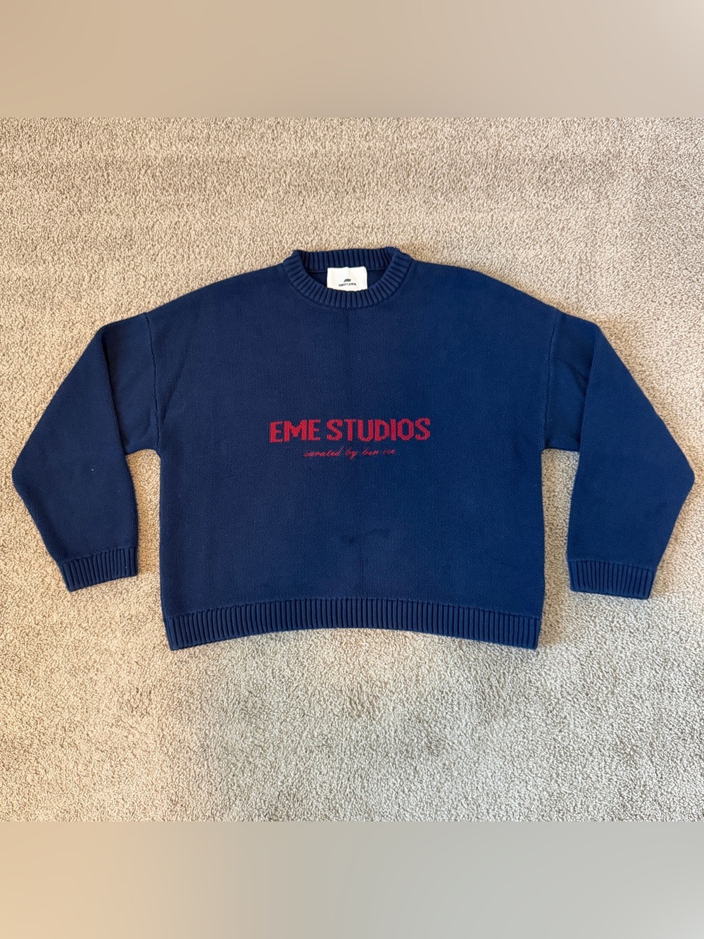 EME Studios Navy Oversized Spanish Streetwear Crewneck Sweater